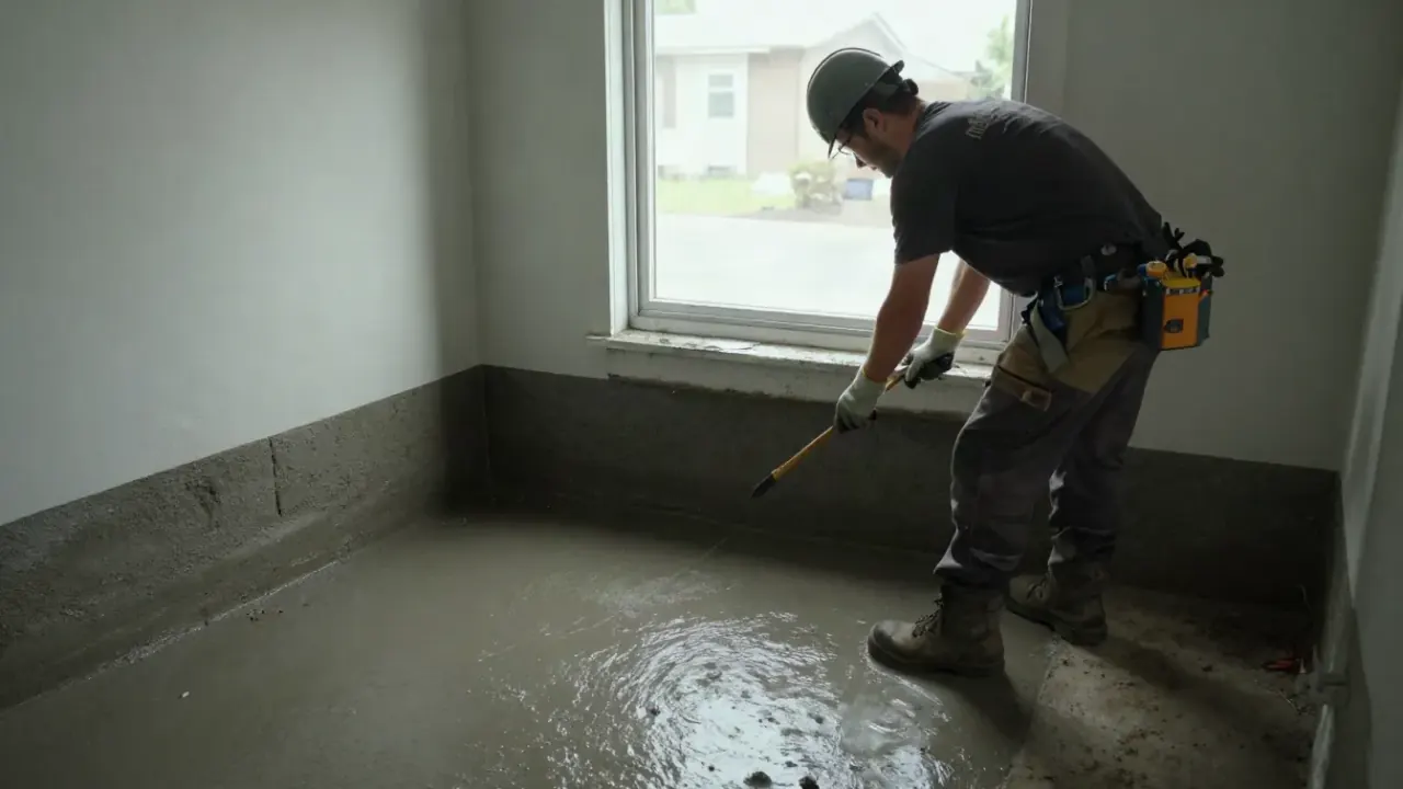 Basement Window Leak Repair in Warren: technician is installing a custom-fit window well cover over a basement window well